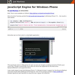 JavaScript Engine for Windows Phone