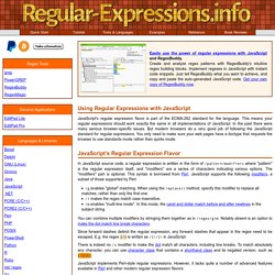 JavaScript RegExp Object - Using Regular Expressions with Client Side Scripting