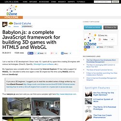 Babylon.js: a complete JavaScript framework for building 3D games with HTML5 and WebGL