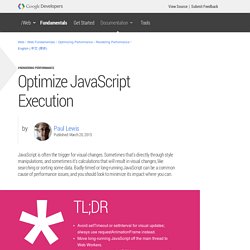 Optimize JavaScript Execution — Web Fundamentals