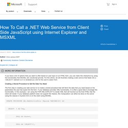 How To Call a .NET Web Service from Client Side JavaScript using Internet Explorer and MSXML