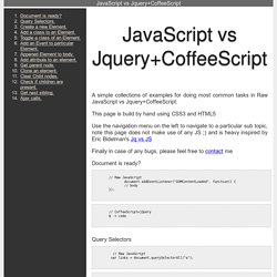 JavaScript vs Jquery+CoffeeScript