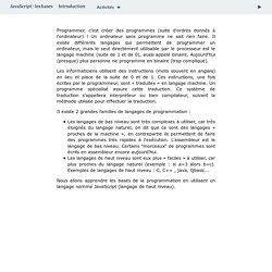 JavaScript : les bases