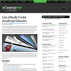 List of Really Useful JavaScript Libraries
