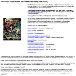Javascript Pathfinder Character Generator (Core Rules)