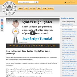 JavaScript How to Program Code Syntax Highlighter Using JavaScript