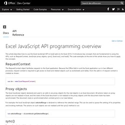 Office Dev Center - Docs - Excel JavaScript API programming overview