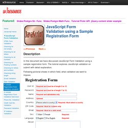 JavaScript : A sample registration form validation
