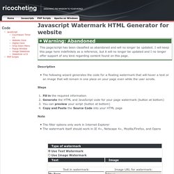 Javascript Watermark HTML Generator for website