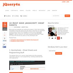 10 Must Have JavaScript Cheat Sheets