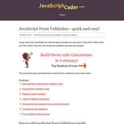 JavaScript Form Validation : quick and easy!