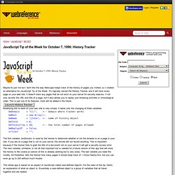 JavaScript Tip of the Week for October 7, 1996: History Tracker