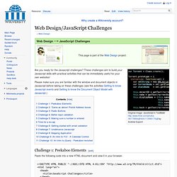 Web Design/JavaScript Challenges