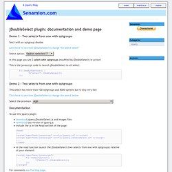 jDoubleSelect (Two selects from one with optgroups) plugin: documentation and demo page