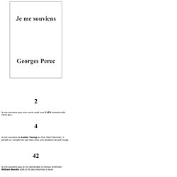"Je me souviens" par Georges Perec