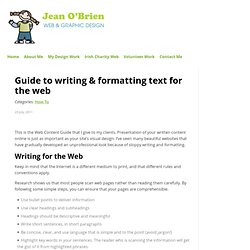 Guide to writing & formatting text for the web