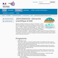 JEDOCEMI2020 : Démarche scientifique et EMI