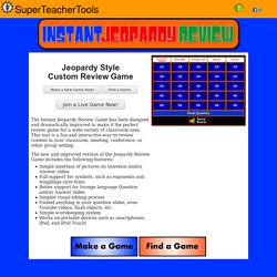Jeopardy Style Review Game Creator