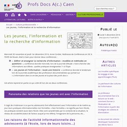 Les jeunes, l'information et la recherche d'information - Profs Docs A(c.) Caen