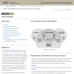 Jeux sérieux - Jeux sérieux ou Serious games