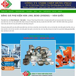 Bảng giá phụ kiện hàn Jinil Bend (Dybend) - Hàn Quốc