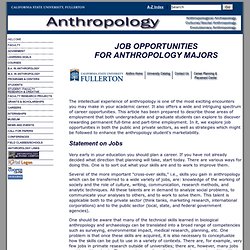 Job Opportunities in Anthropology