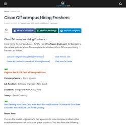 Cisco Off campus Hiring Freshers - Jobs4fresher.com - Latest Jobs Updates For Freshers And Experienced
