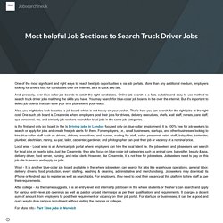 Most helpful Job Sections to Search Truck Driver Jobs