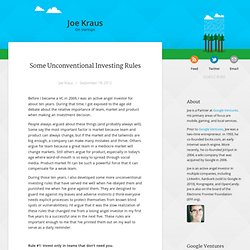 Google Ventures Blog — Some unconventional investing rules