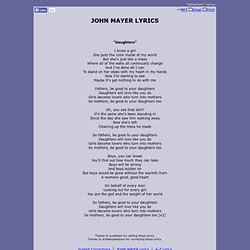 JOHN MAYER LYRICS - Daughters