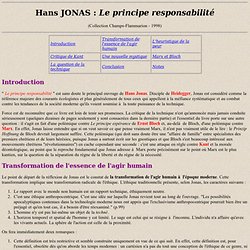 Hans JONAS : Le principe responsabilité