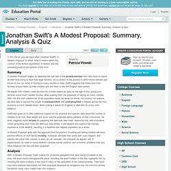 Jonathan Swift's A Modest Proposal: Summary, Analysis & Quiz