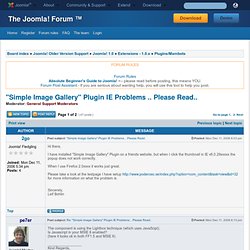 "Simple Image Gallery" Plugin IE Problems .. Please Read..