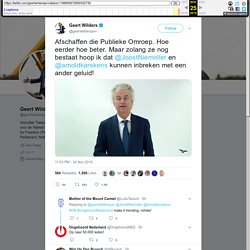 Geert Wilders on Twitter: "Afschaffen die Publieke Omroep. Hoe eerder hoe beter. Maar zolang ze nog bestaat hoop ik dat ⁦@JoostNiemoller⁩ en ⁦@arnoldkarskens⁩ kunnen inbreken met een ander geluid!…