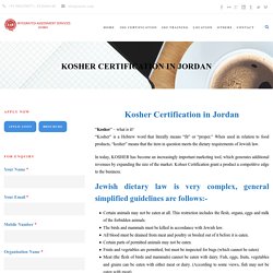 KOSHER Certification Services in Jordan