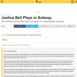 Joshua Bell Plays in Subway