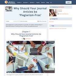Why Should Your Journal Articles be 'Plagiarism-Free'