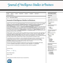 Journal of Intelligence Studies in Business