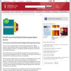 Nordic Journal of Digital Literacy goes Open Access - idunn.no - Nordic journals online
