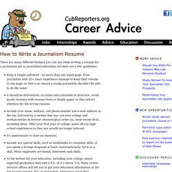 Journalism Advice: How to Write a Journalism Resume