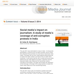 GMJAU - Social media’s impact on journalism: A study of media’s coverage of anti-corruption protests in India