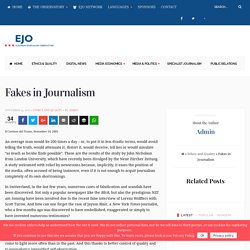 Fakes in Journalism - European Journalism Observatory - EJO