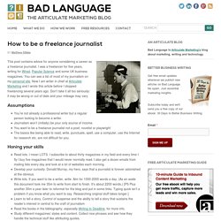 Freelance journalist: start a career in journalism