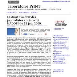 Le droit d’auteur des journalistes après la loi hadopi du 12 juin 2009 - Laboratoire print