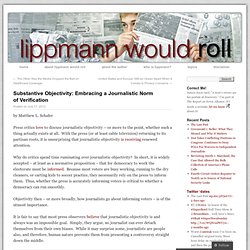Substantive Objectivity: Embracing a Journalistic Norm of Verification