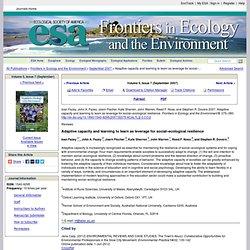 Adaptive capacity and learning to learn as leverage for social–ecological resilience