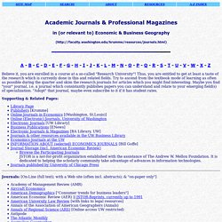 Journals in Economic and Business Geography