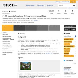 PLoS Journals Sandbox: A Place to Learn and Play