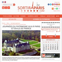 Journées du Patrimoine 2019 à Paris et en Ile de France