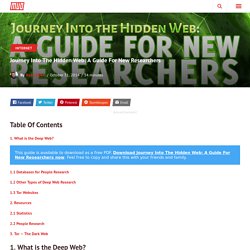 Journey Into The Hidden Web: A Guide For New Researchers
